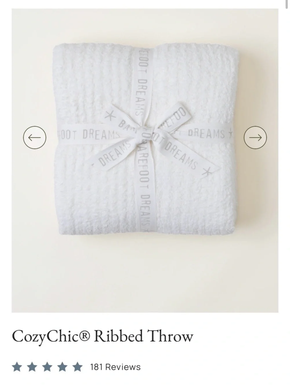 Barefoot Dreams CozyChic Ribbed Throw - Pearl - Picture 2 of 4